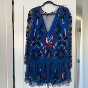 Blue Patterned Free People Minidress